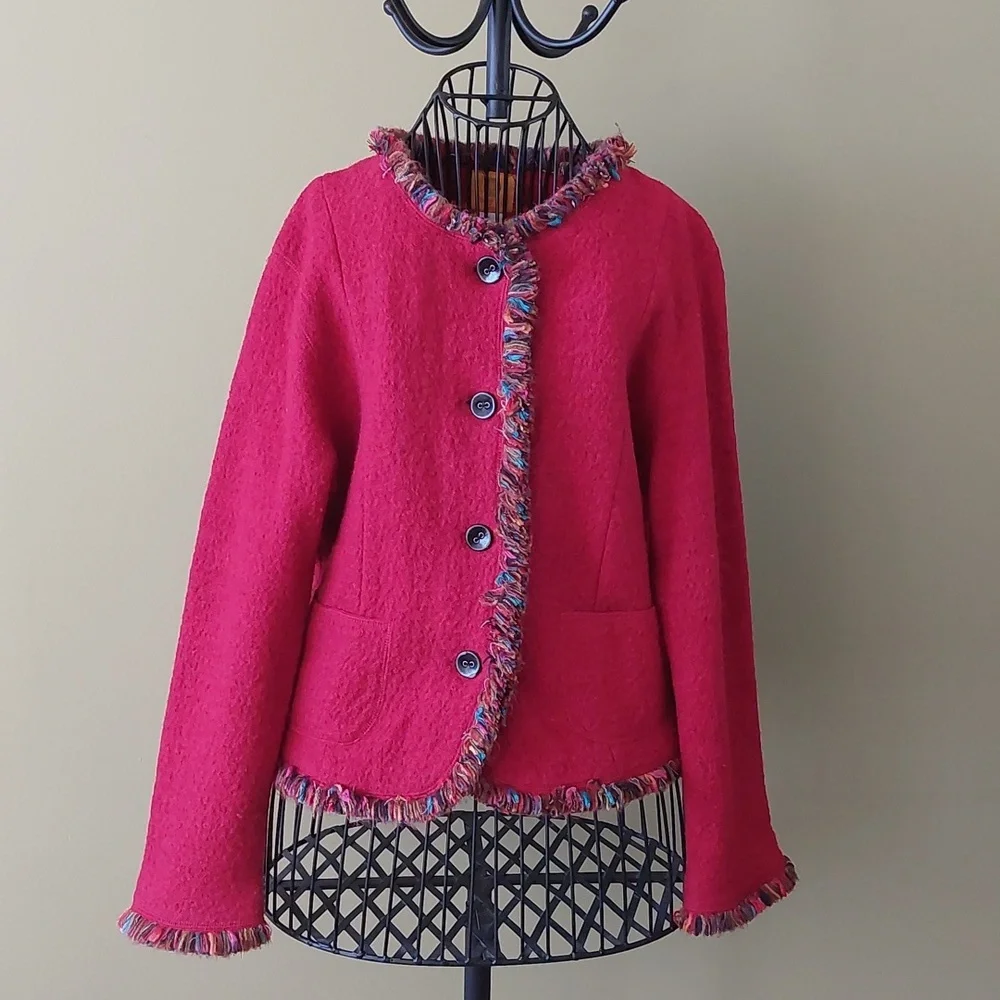 "Ruby Rd." SIZE PL, 100% red wool jacket - Picture 1 of 7